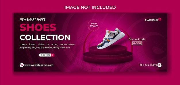 Vector new shoes collections facebook cover banner template or social media promotion cover banner