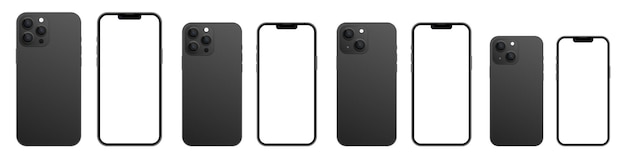 Vector new smartphone iphone 13  and 13 pro mockup in black color