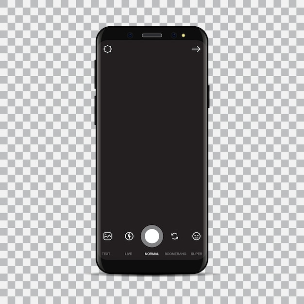 Vector new smartphone with camera application.