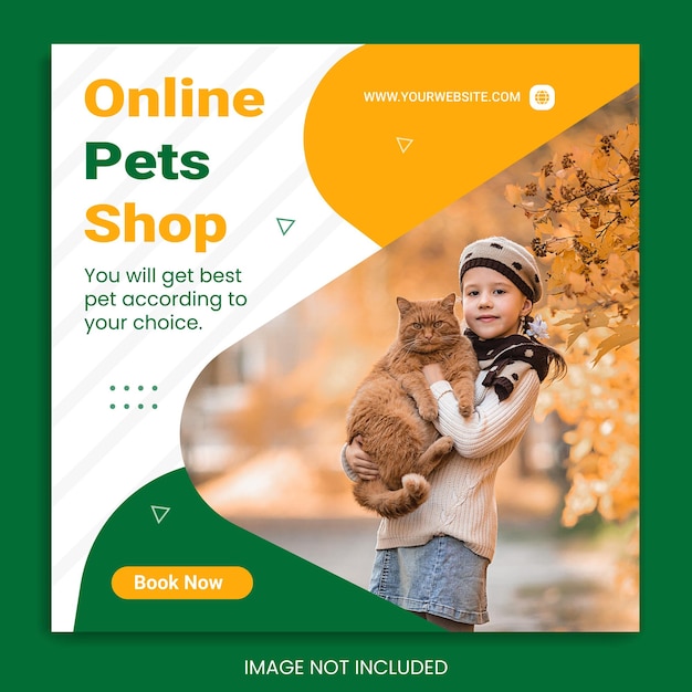 new social media template pet social media post design vector flyer premium web banner