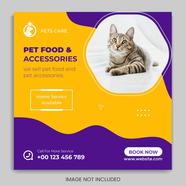 new social media template pet social media post design vector flyer premium web banner