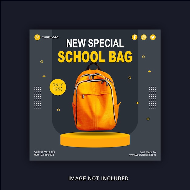 Vector new special school bag social media post instagram banner template