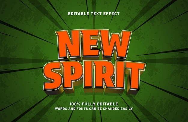 Vector new spirit 3d editable text effect