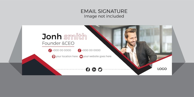 ベクトル 黒と赤の新しいスタイルの電子メール署名デザイン