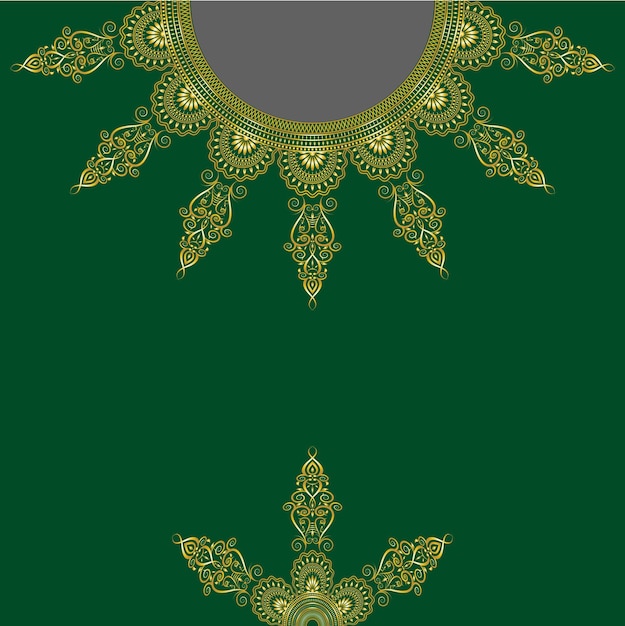 New style golden dress floral ornament frames design vector around neck and chest on dark green