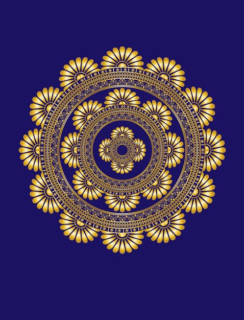 New style set beautiful golden circle floral ornament border frame design vector on dark blue color