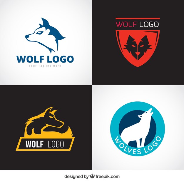 Vector new style wolf logo collection