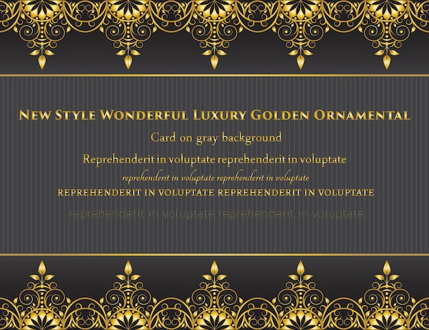 Vector new style wonderful luxury golden ornamental card on black and gray background