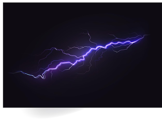 new thunderstorm realistic elements with colored flashes of lightning sparks on the black eps file