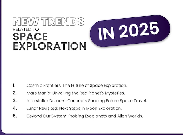 Vector new trends related to space exploration in 2025