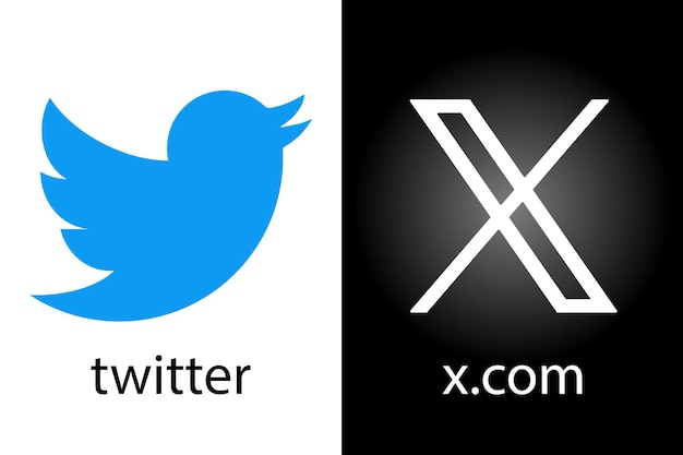 New Twitter vs xcom Novation Elon Mask popular social media button icon instant messenger logo of Twitter Editorial vector