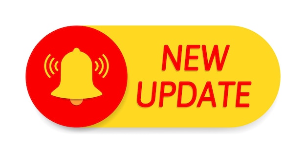 New update banner Yellow and red button Bell icon Announcement or notification