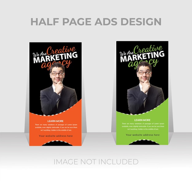 Vector new vector corporate business half page ads banner design template