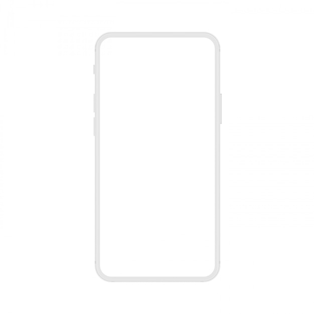 ベクトル ソフトホワイトフレームレスディスプレイモダンスマートフォンの新バージョン。携帯電話スマートフォン現実的なモックアップイラスト