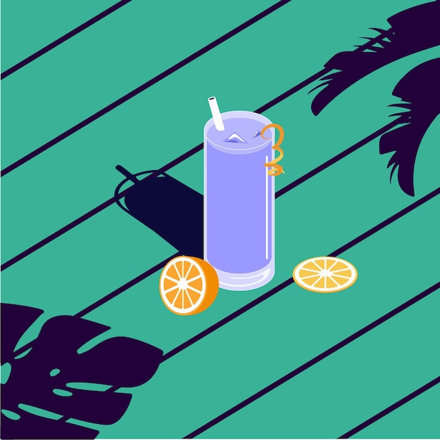 New Violet Special Cocktail with Orange Vector