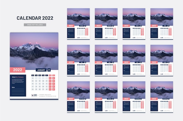 Vector new wall calendar 2022