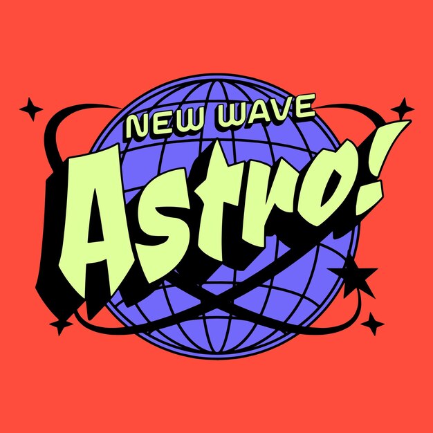 New wave astro vector art illustration and graphic