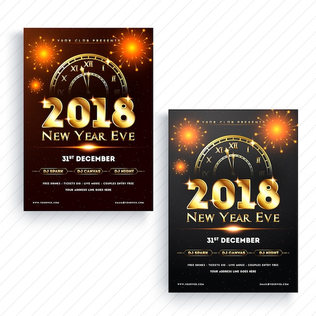 New year 2018 party celebration poster design.