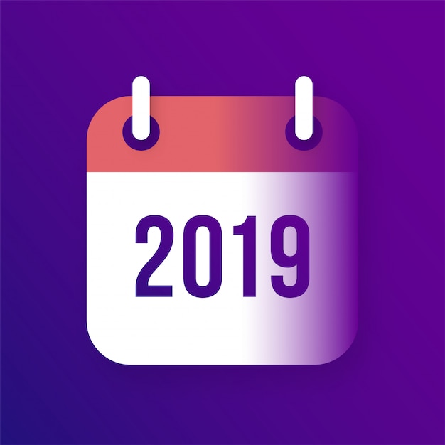 Icona di vettore del calendario del nuovo anno 2019