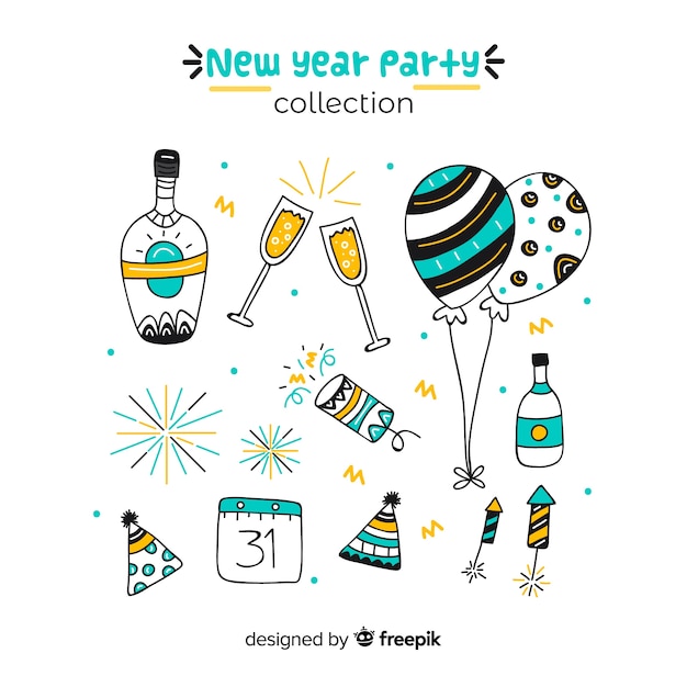 New year 2019 party elements set