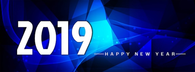 New year 2019 stylish blue banner template