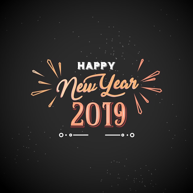 New year 2019 typograpy with firework