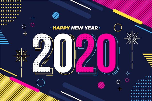 Vector new year 2020 background in flat design