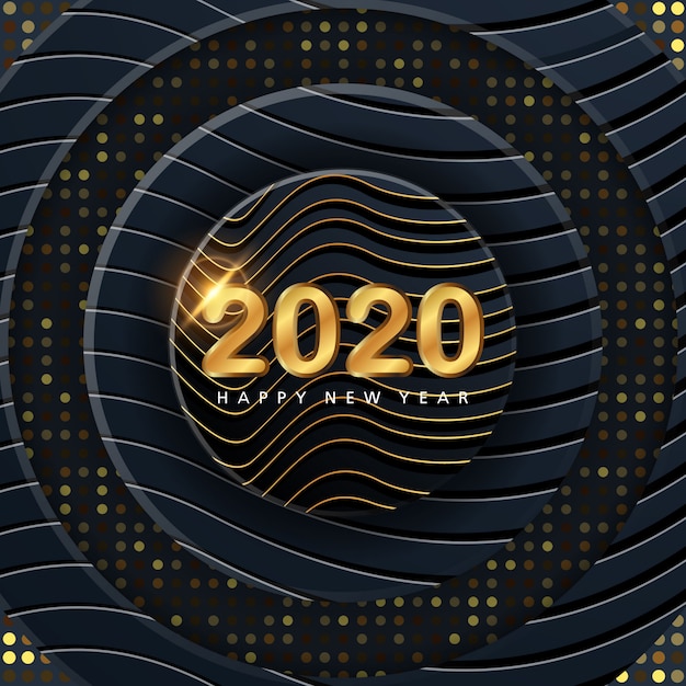 Vector new year 2020 banner with abstract 3d luxury background