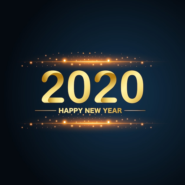 New Year 2020 gold glitters on blue background