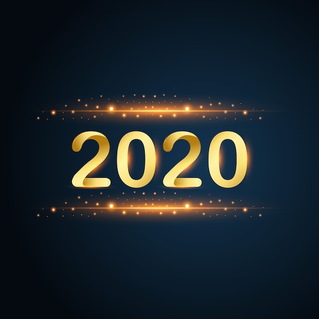 파란색 배경에 새해 2020 금 빛나는