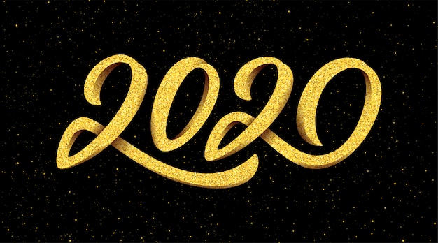 Biglietto di auguri di capodanno 2020 con calligrafia