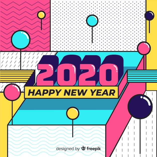 ベクトル フラットデザインの新年2020