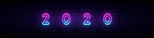 New year 2020 neon sign.