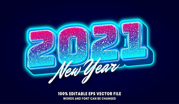 New year 2021 3d editable text style effect