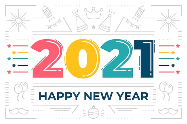 New year 2021 background in flat design