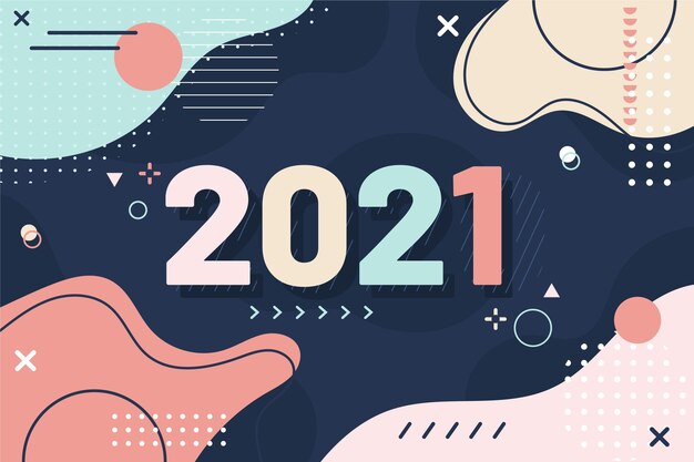 フラットなデザインの新年2021年の背景