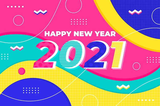 평면 디자인의 새 해 2021 배경