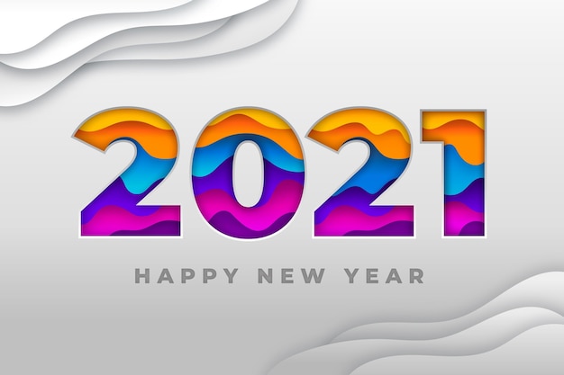 Vector new year 2021 background in paper style