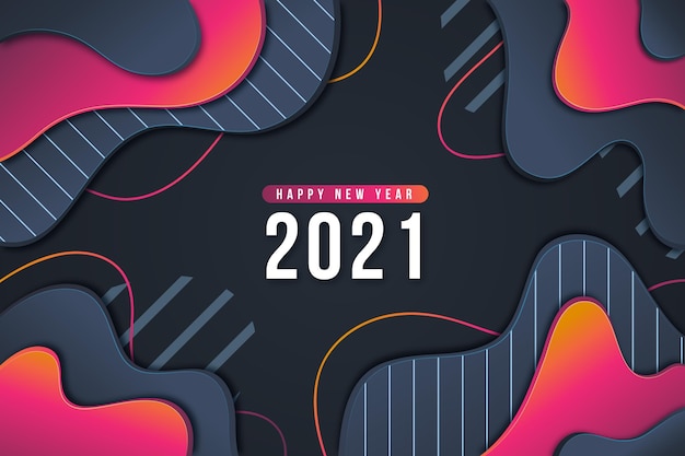 紙のスタイルで2021年の新年の背景