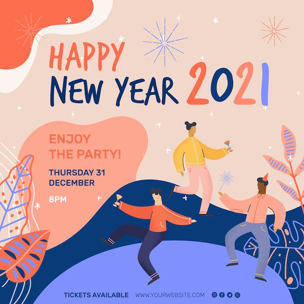 Vector new year 2021 flyer square