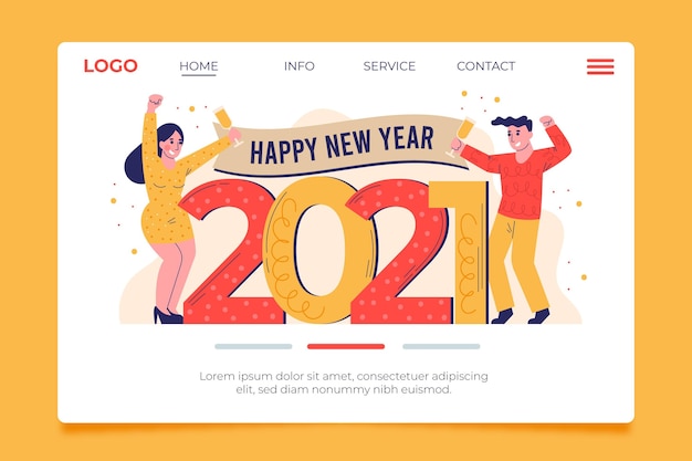 New year 2021 landing page template