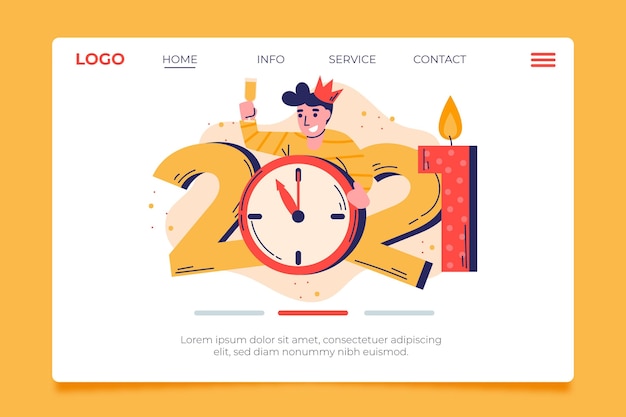New year 2021 landing page template