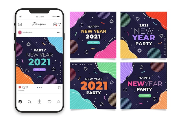 新年2021年パーティーインスタグラム投稿コレクション