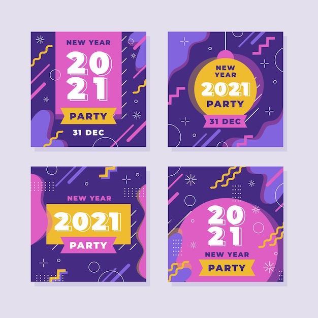 Vector new year 2021 party instagram posts