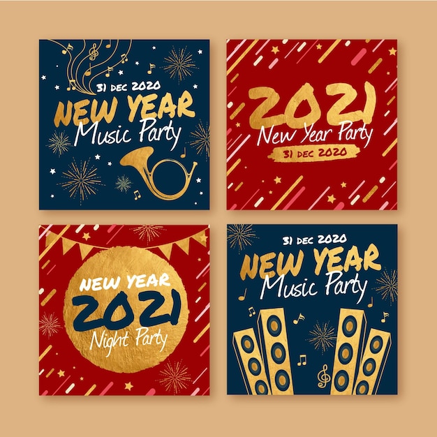 Vector new year 2021 party instagram posts