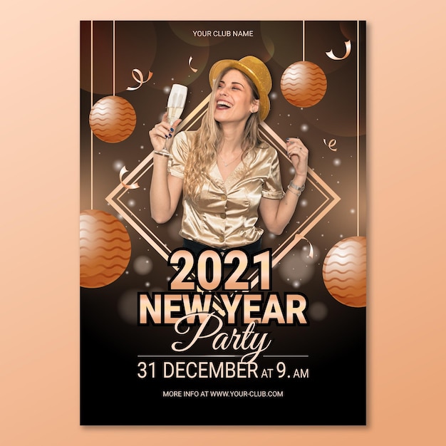 Vector new year 2021 party poster template