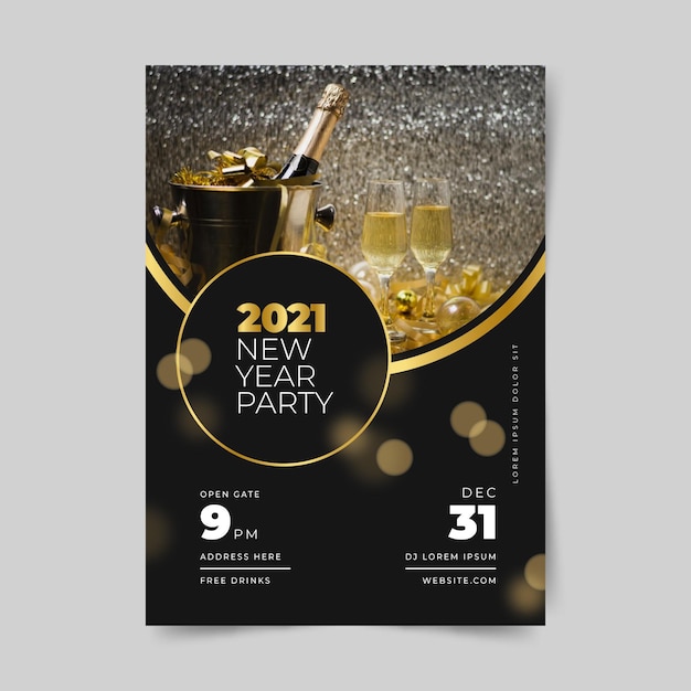 Вектор Шаблон плаката вечеринки новый год 2021