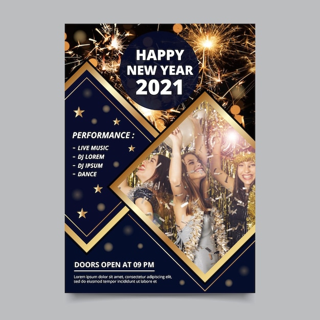 Vector new year 2021 party poster template