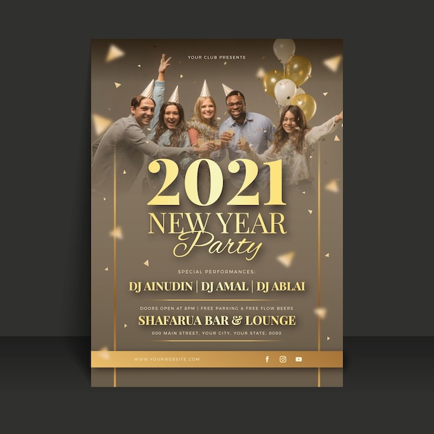 new year 2021 party poster template