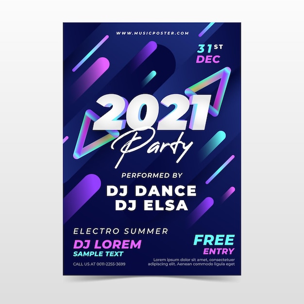 Vector new year 2021 party poster template